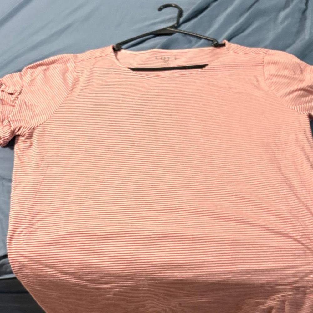 Women's Pink Striped Top short sleeve by Loft size 20/22.